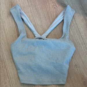 ALO Yoga Gray Ribbed Crop Top